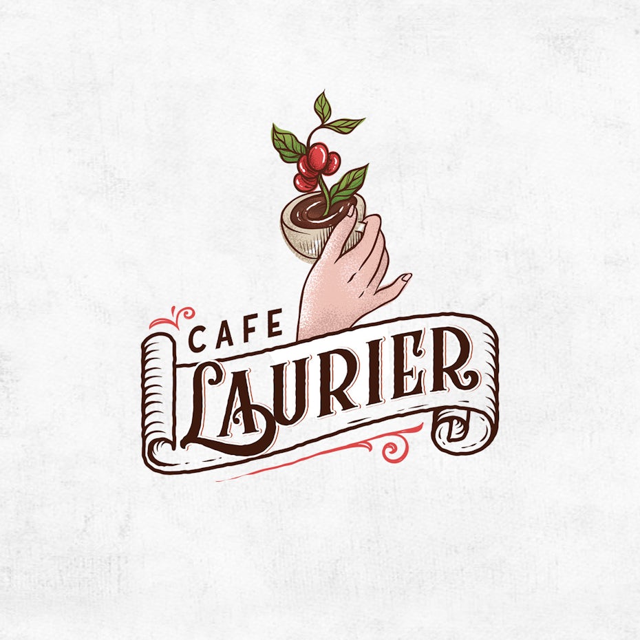 Illustrated logo design for a French cafe