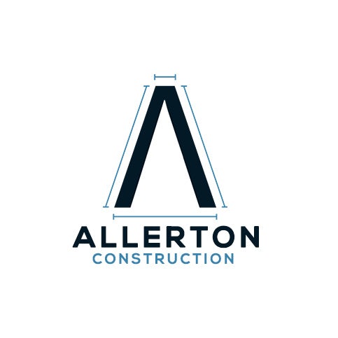 Letter A outlined with thin, unconnected lines and the text “Allerton Construction”
