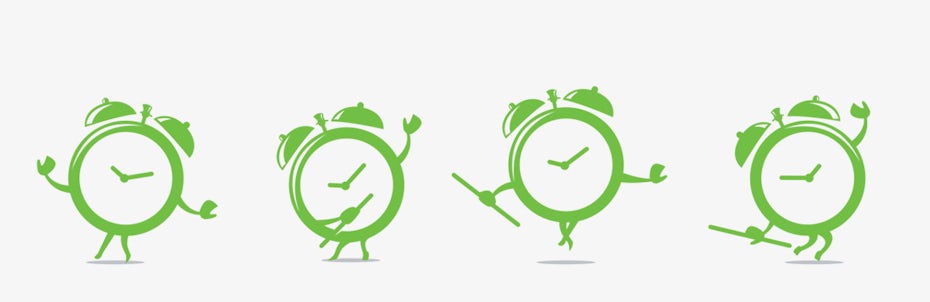 Mascot logo designs of dancing clocks