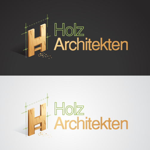 Letter H designed to look like it’s made of wood with the text “Holz Architekten”