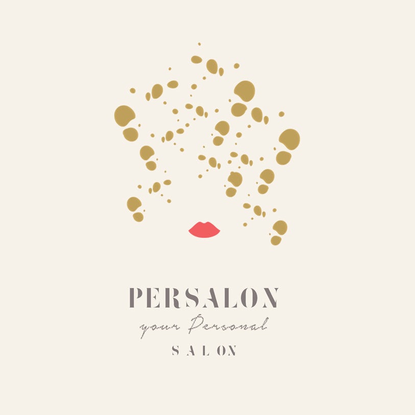 playful logo with illustrated lips and dots