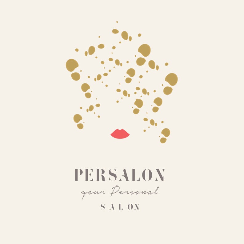 playful logo with illustrated lips and dots