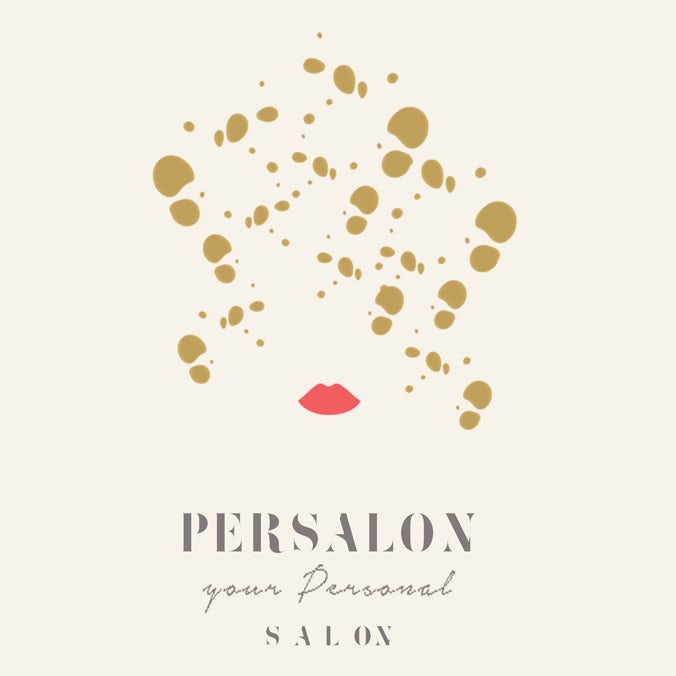 playful logo with illustrated lips and dots