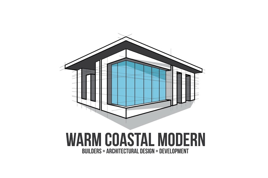 modern house with the text “Warm Coastal Modern”
