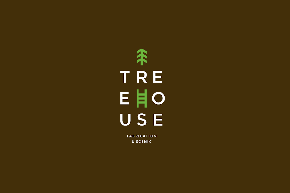 The word “Treehouse” spelled out in a grid pattern, adorned with an image of a tree and an image of a ladder