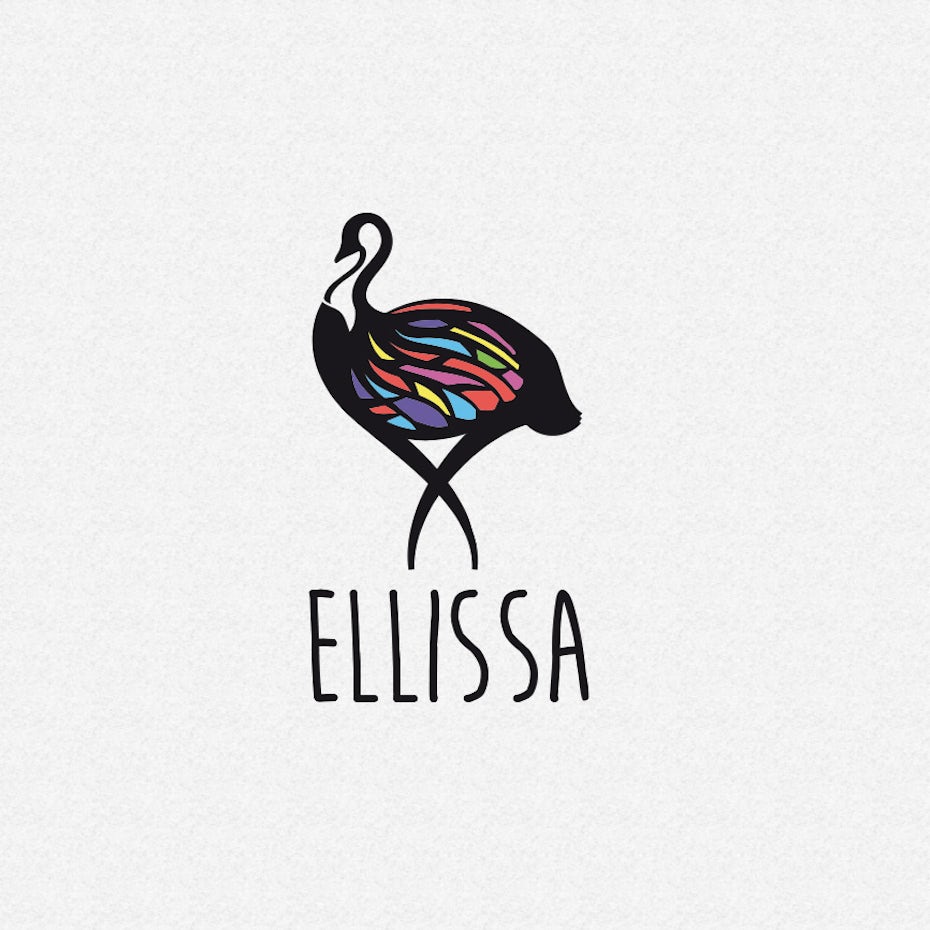 playful logo with swan illustration