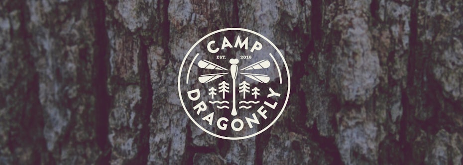 camp logo design with dragonfly