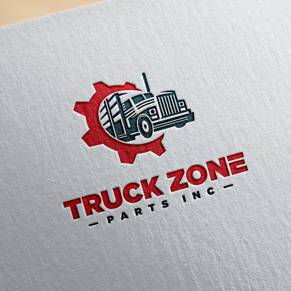 simple red truck logo design