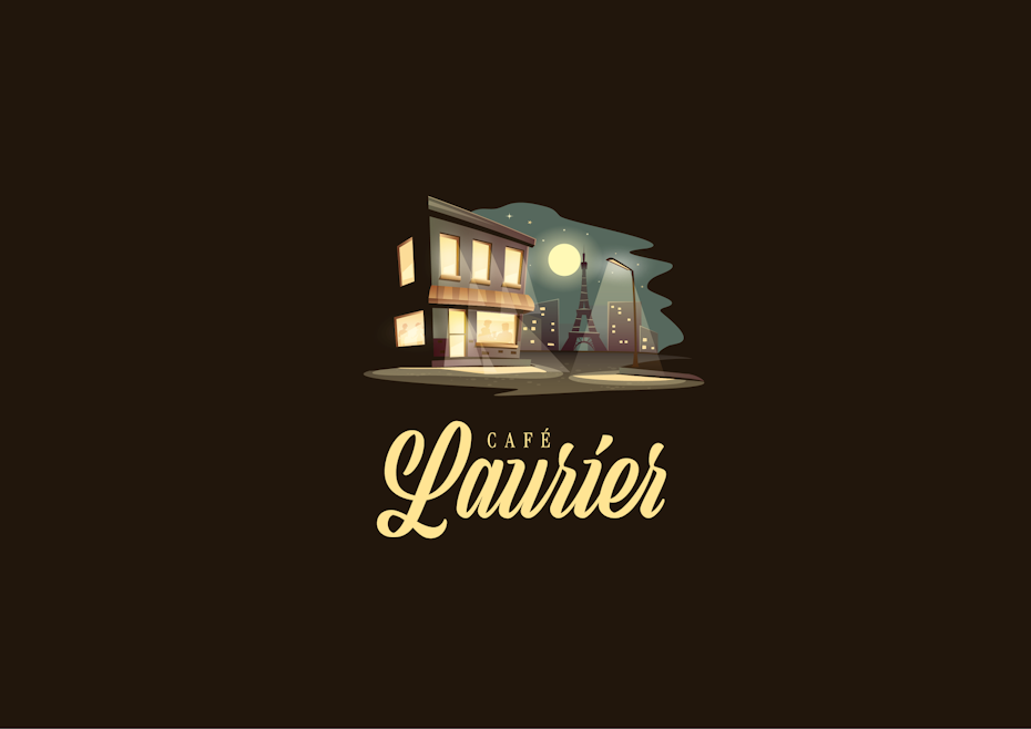 Illustrated logo design for a French cafe