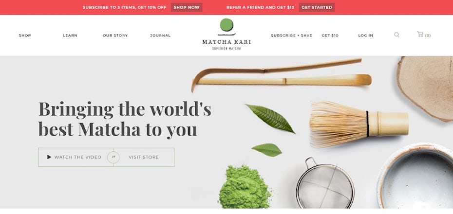 Page d'accueil du site Web de Matcha Kari
