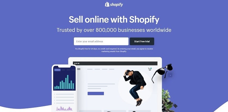Shopify landing page website example