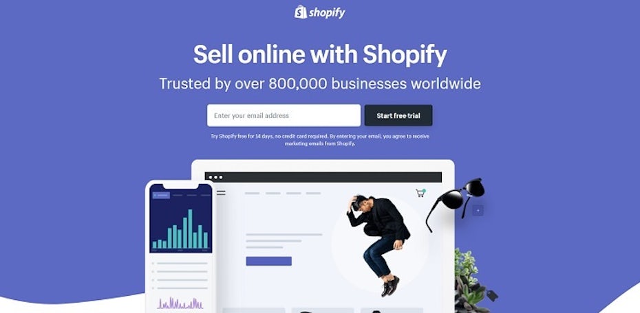 Site web de la page d'atterrissage de Shopify