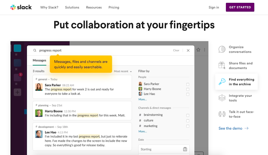 slack homepage messaging social network