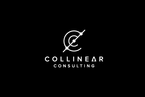 geometric solar system consultant logo with a diagonal trajectory