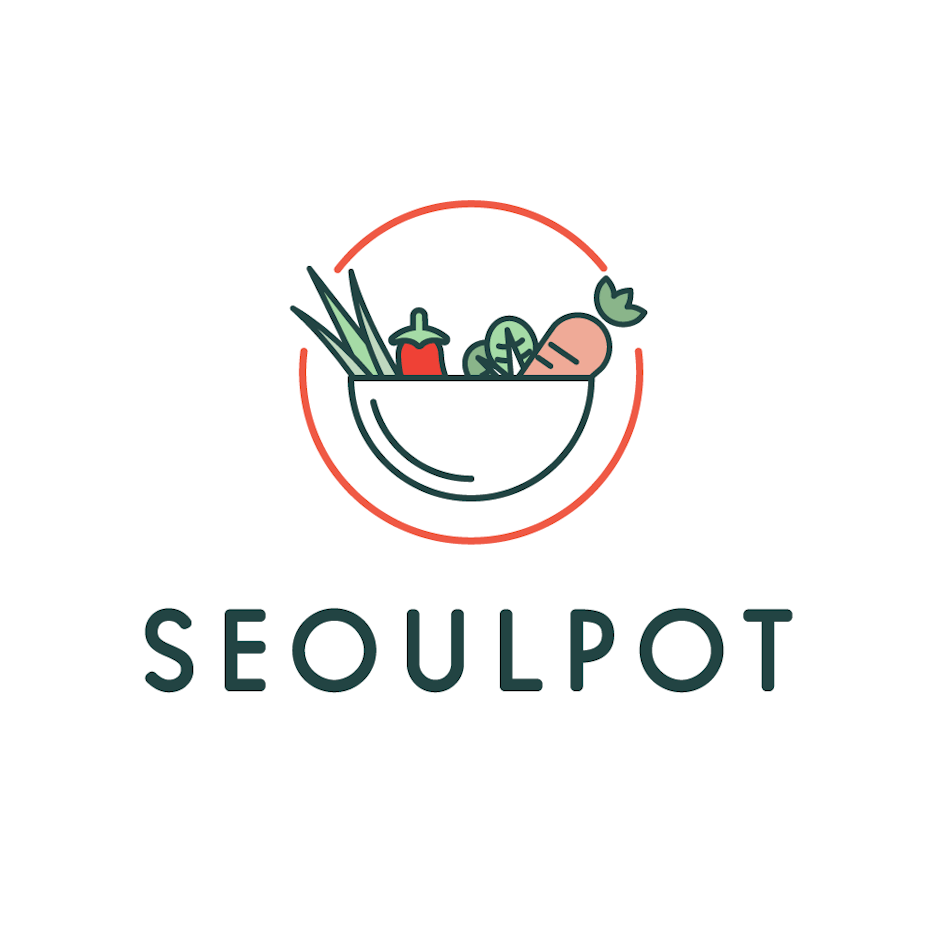 logo with line art illustration of bowl filled with vegetables