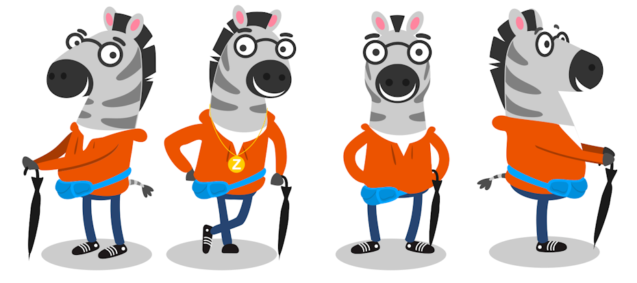 illustration eines lustigen zebras in verschiedenen positionen