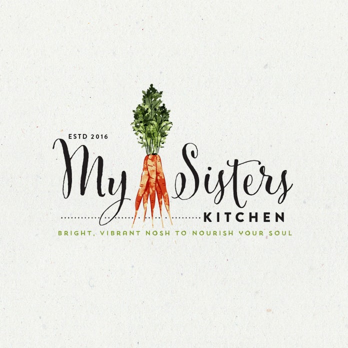 handlettered food logo with illustration of carrots