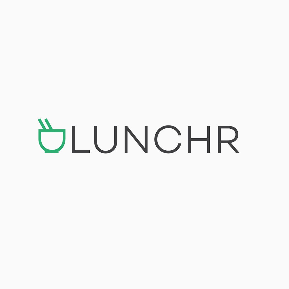 minimalist logo with line art design of bowl and chopsticks