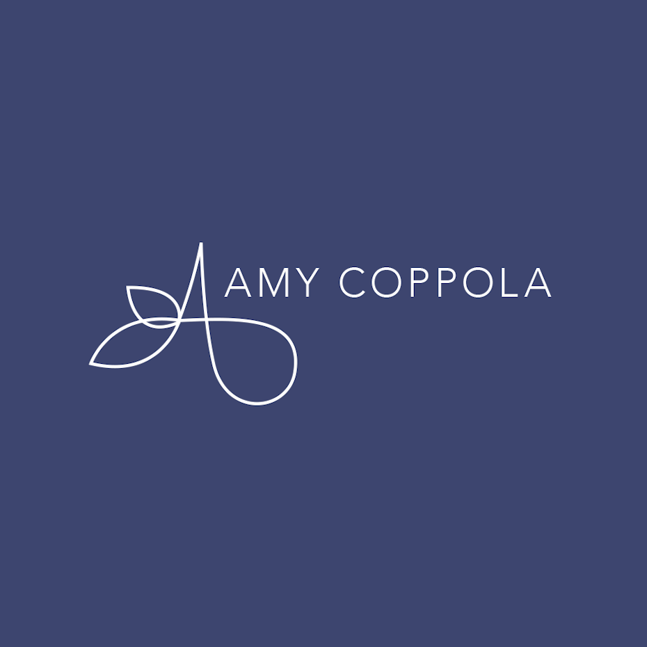 thin, simple wordmark logo that reads “Amy Coppola”