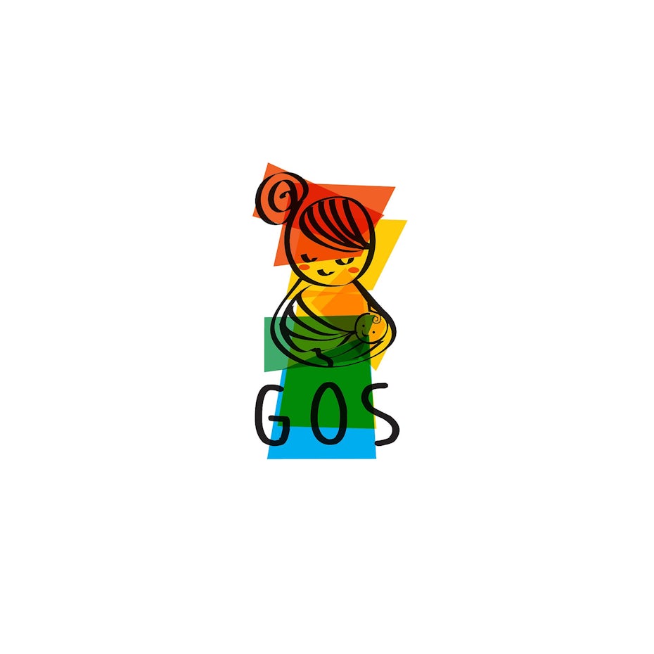 colorful mom holding baby logo