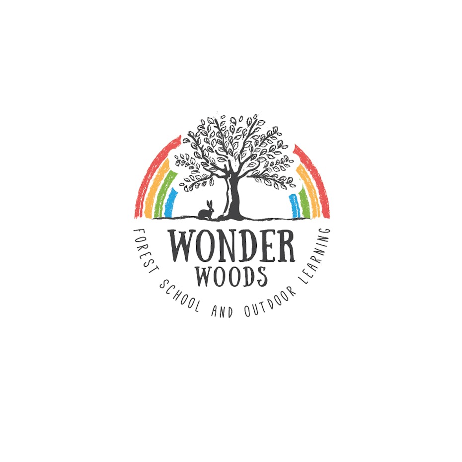Diseño de logo de arcoíris para cuidado de niños