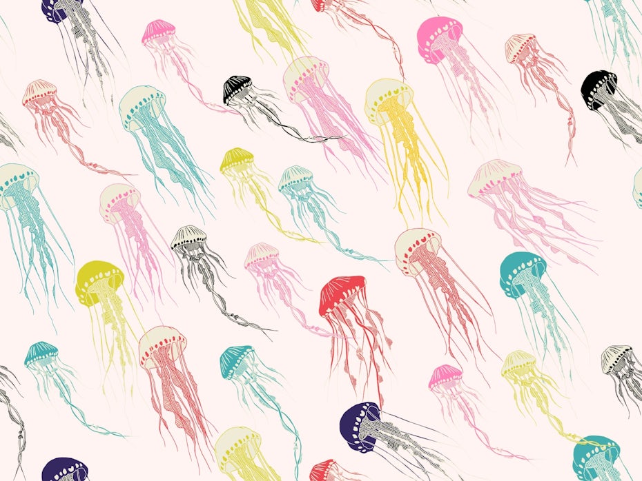 Rainbow jellyfish pattern design
