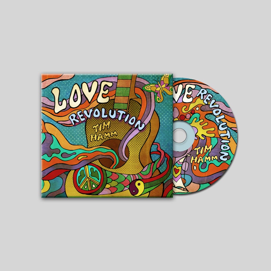 60s style psychedelic colorful album cover