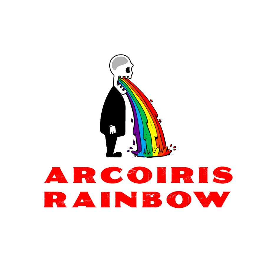 Diseño de logotipo de vómito de arco iris