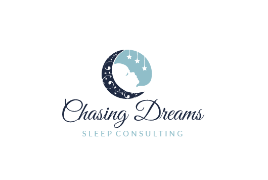 round consultant logo showing a half moon beside a sleeping baby under suspended stars