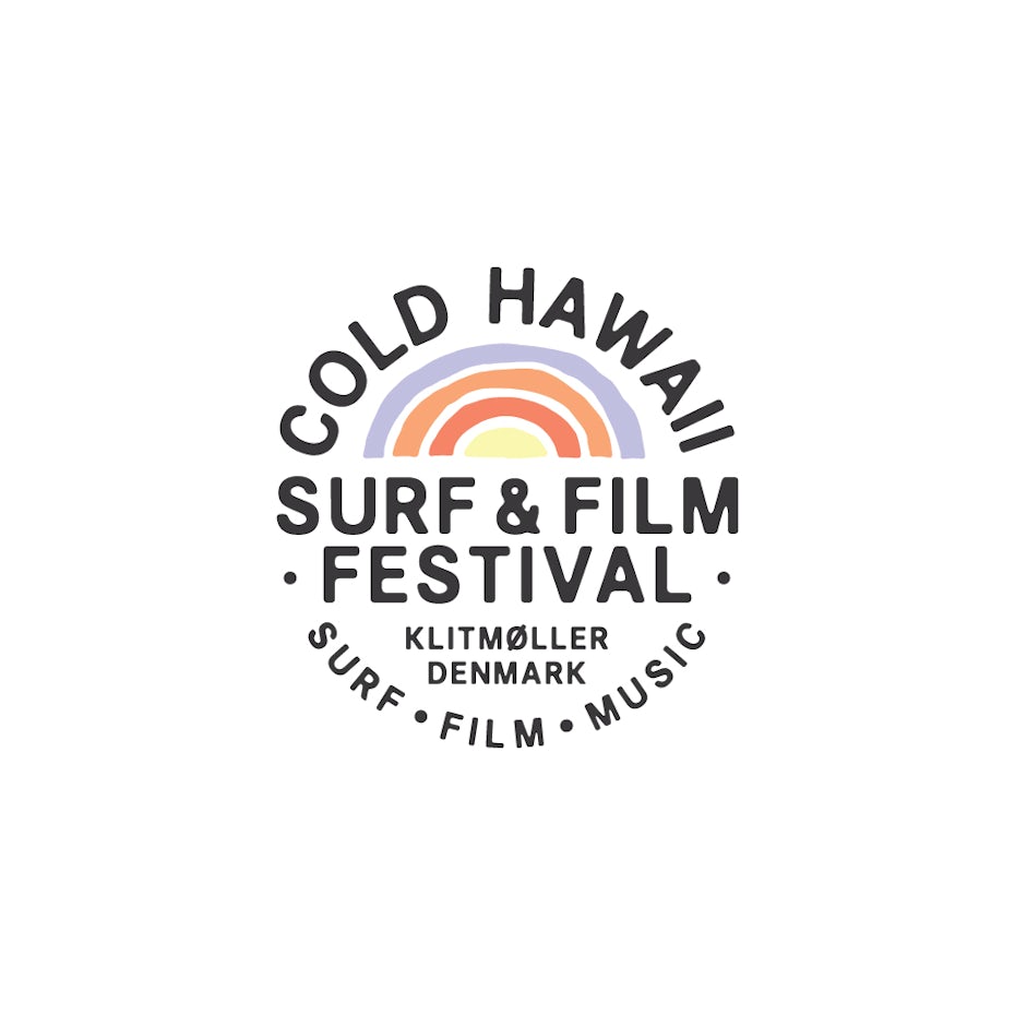 Rainbow logo design for a surf festival