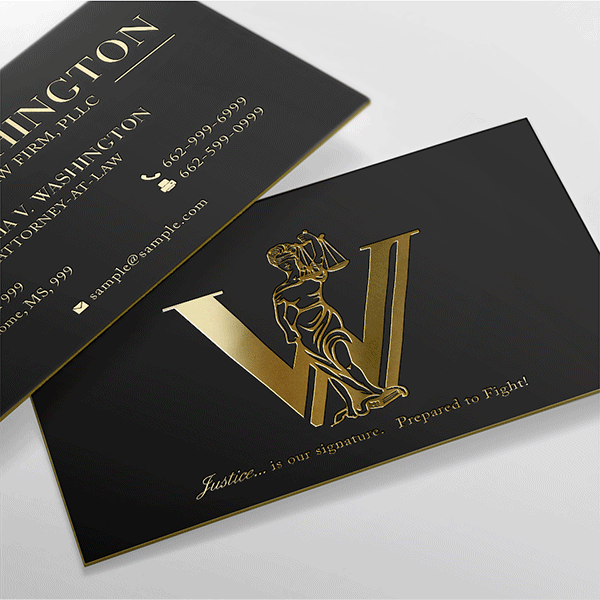 gold consultant logo of the letter “W” behind a blindfolded Justice