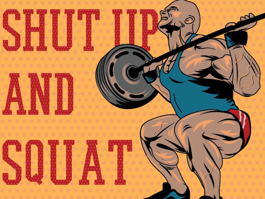 An orange illustrated motivational gym poster