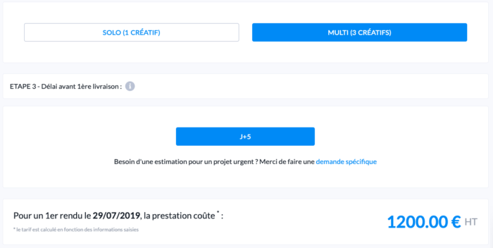 Tarifs de CREADS pour la création d’un logo en Pack MULTI au moment de la rédaction de cet article