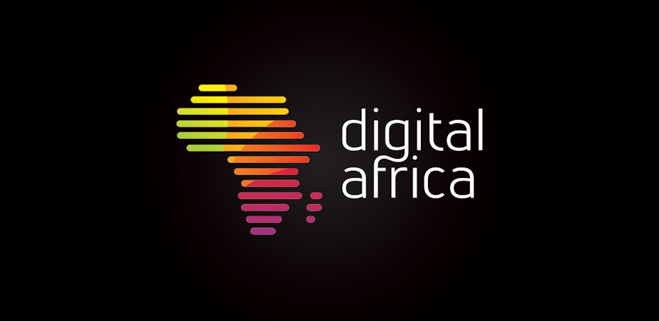 red orange and yellow gradient logo in shape of africa
