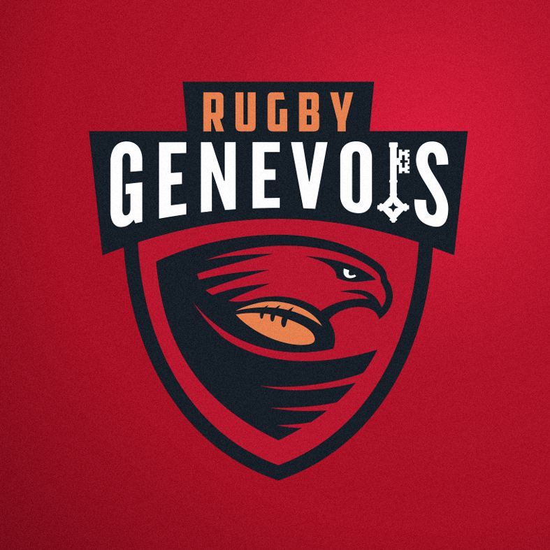 shield-shaped logo showing a falcon with a rugby ball in its wing