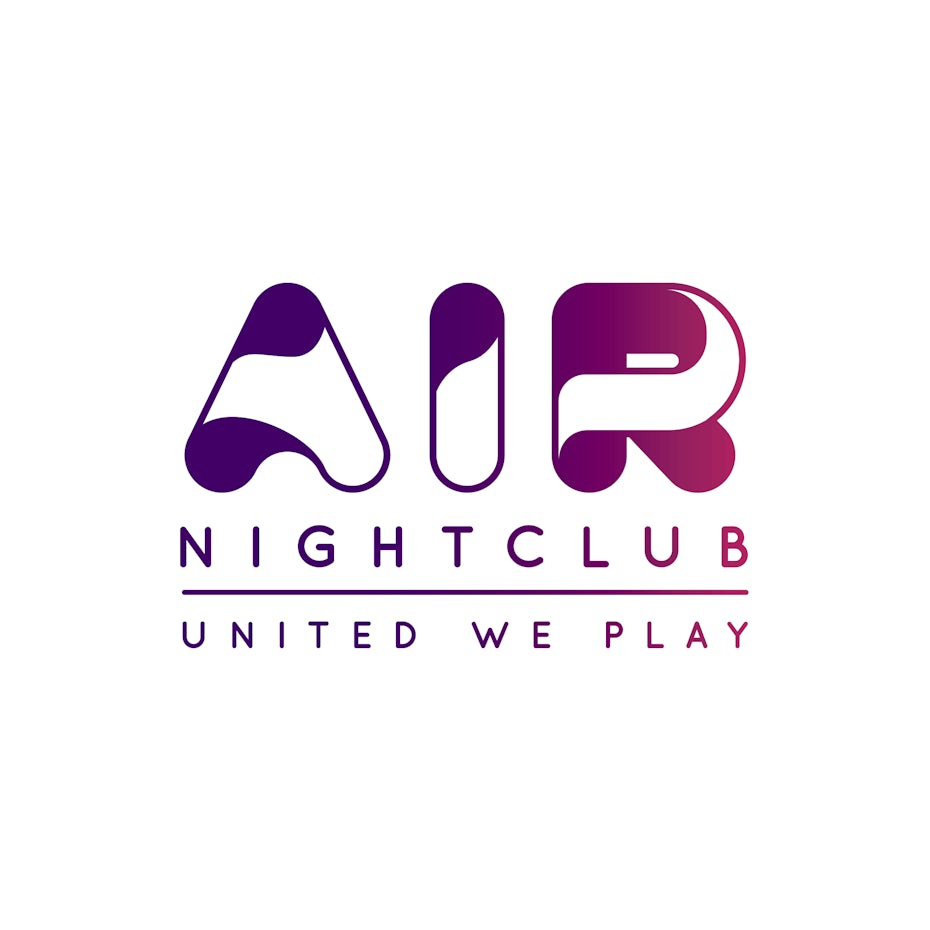 bold, puffy wordmark logo in a purple to red gradient and white stripes