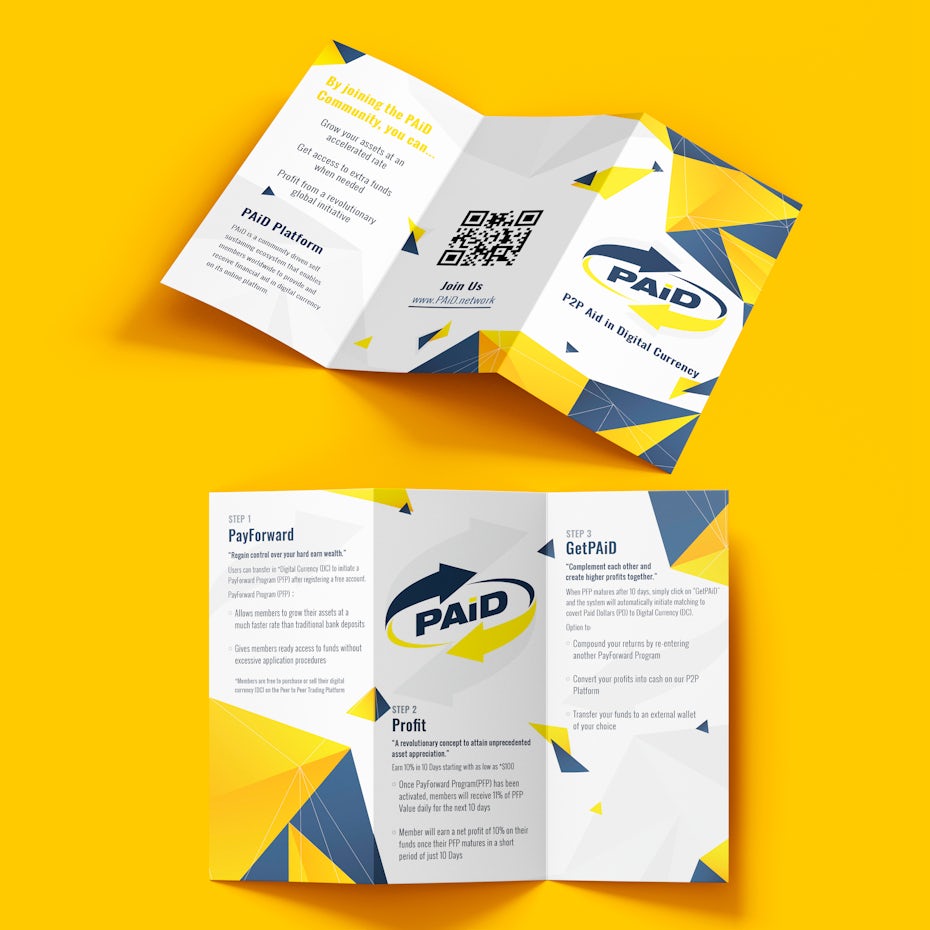 geometric and modern brochure design in bright yellow
