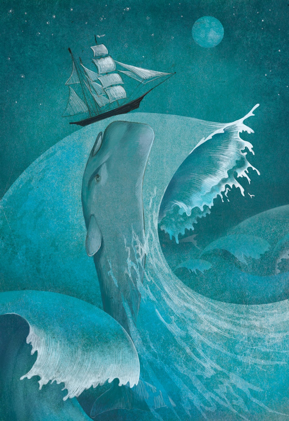 Magical whale illustration
