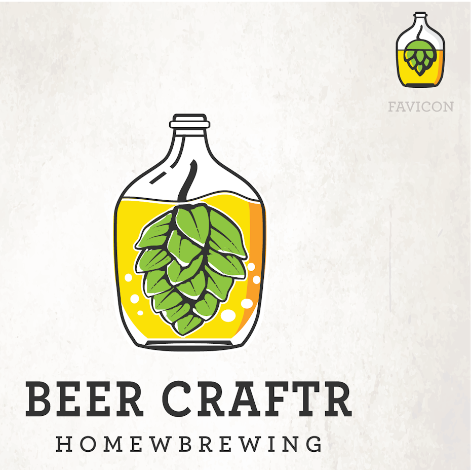 Illustrated logo and favicon design for a beer company