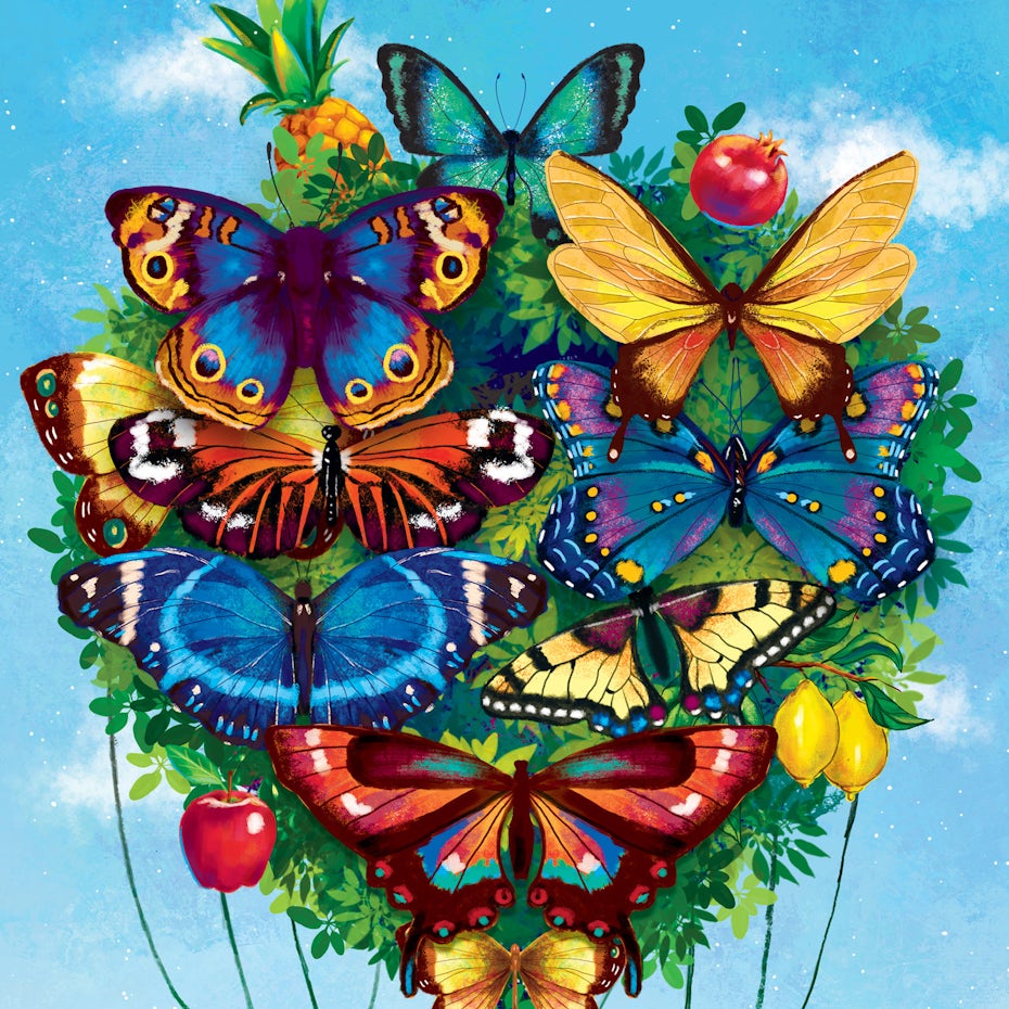Happy butterfly illustration