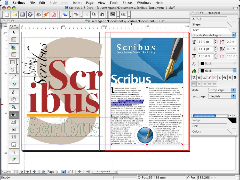 Scribus interface