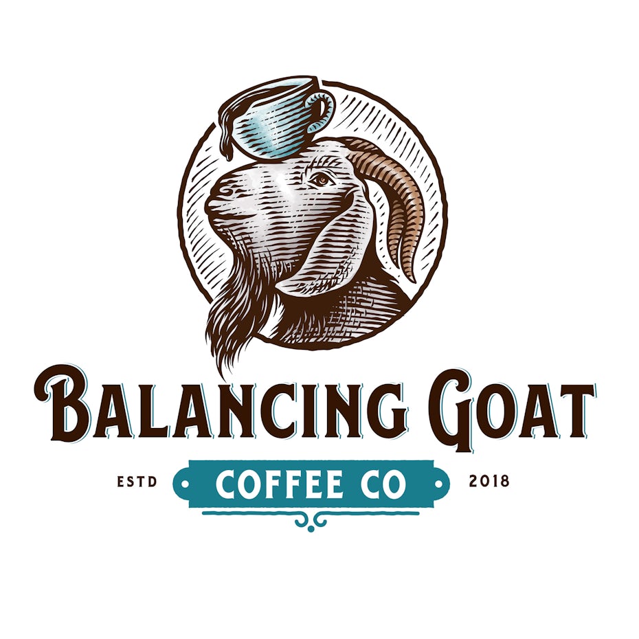 Illustrated logo design for a coffee shop