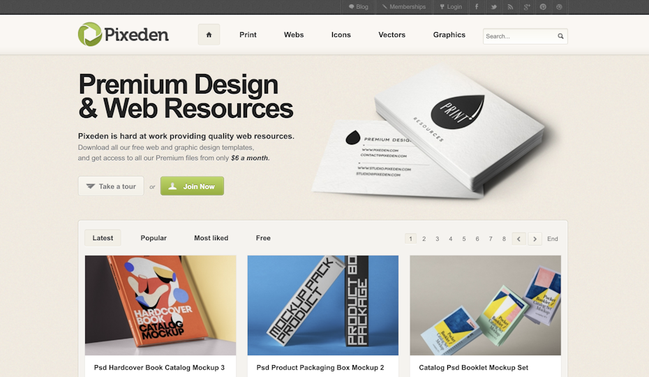 Pixeden homepage