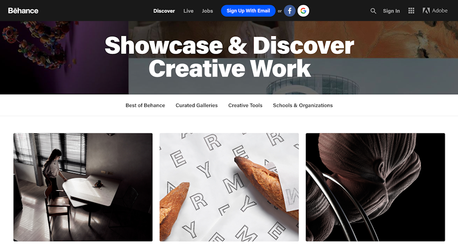 behance home page