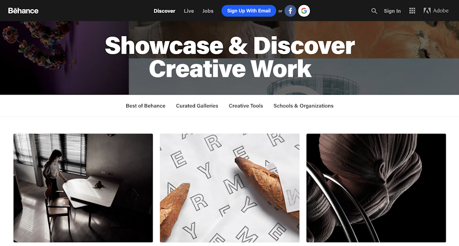 behance home page