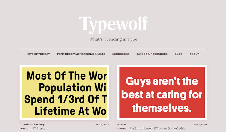 Typewolf homepage
