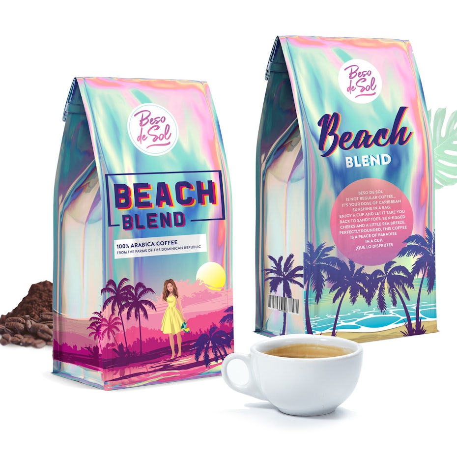 Beach Blend coffee packaging