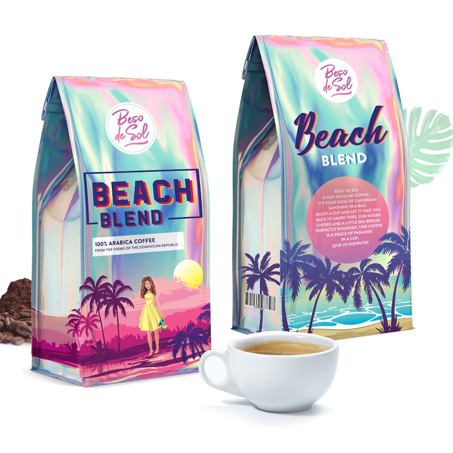 Beach Blend coffee packaging