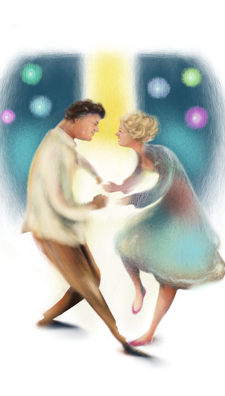Expressionist couple dancing