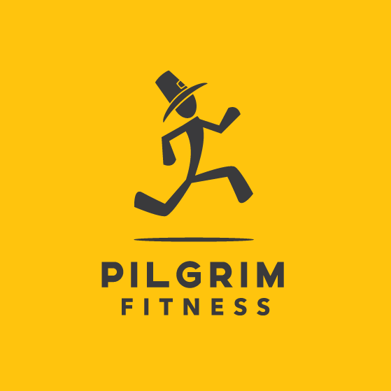 A fitness logo running man character
